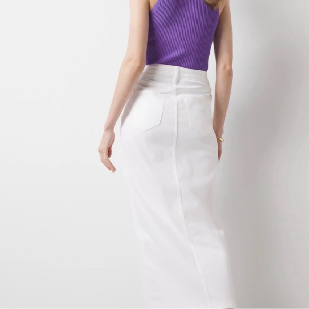 NWT Classic White Denim Maxi Pencil Skirt with Front Slit - Picture 2 of 5